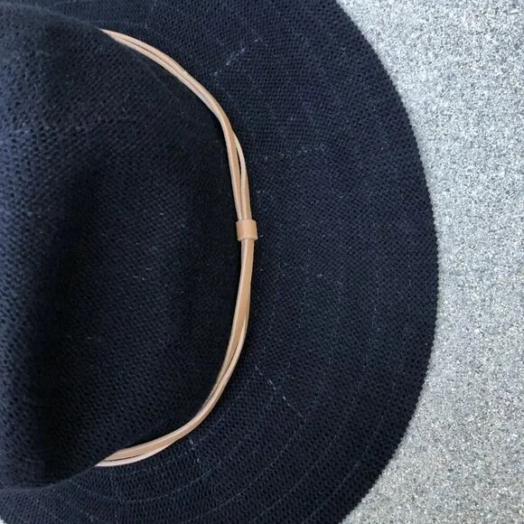 Women's Knit Sun Hat Fedora Women's Black Packable Travel Cap Cotton Blend - Picture 3 of 9